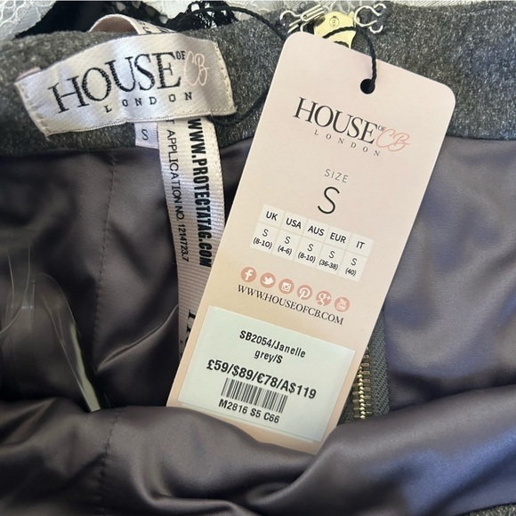 House of CB‎ Janelle Suede Skirt in Gray sz S - Picture 4 of 4